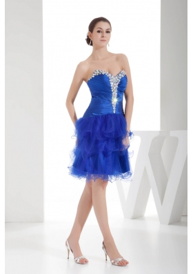 Royal Blue Sweetheart Beading Prom Dress with Ruffled Layers