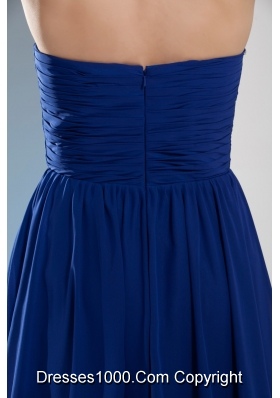 Royal Blue Sweetheart Chiffon Prom Dress with Ruching and Beading