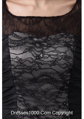 Scoop Neck 3/4-length Sleeve Black Lace Mini Prom Dress