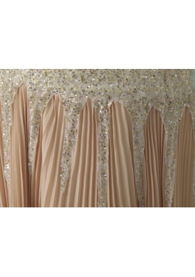 Sequin Chiffon Brush/Sweep Train Pleated Champagne Prom Dress