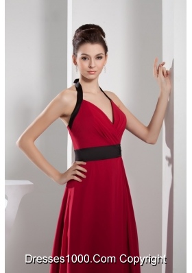 Sexy Halter Top Fitted Empire Prom Dress For Party in Red