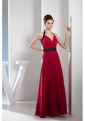 Sexy Halter Top Fitted Empire Prom Dress For Party in Red