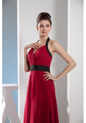 Sexy Halter Top Fitted Empire Prom Dress For Party in Red