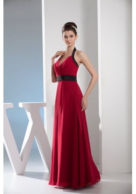 Sexy Halter Top Fitted Empire Prom Dress For Party in Red