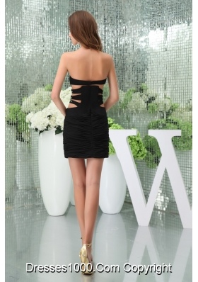 Sexy Mini-length Sweetheart Beaded Black Prom Dress with Cutouts