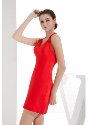 Sheath Red Satin V-neck Mini-length Prom Dress for Cheap 2013