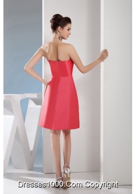 Simple Watermelon Red Sweetheart Short Prom Dress with Ruching