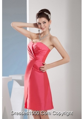 Simple Watermelon Red Sweetheart Short Prom Dress with Ruching