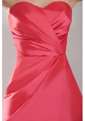 Simple Watermelon Red Sweetheart Short Prom Dress with Ruching