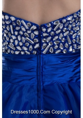 Sweetheart A-line Mini-length Royal Blue Prom Dress with Beaded Bodice