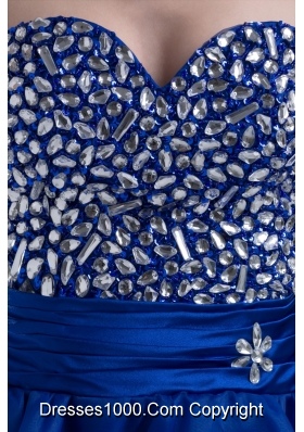 Sweetheart A-line Mini-length Royal Blue Prom Dress with Beaded Bodice