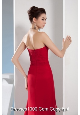 Wine Red Sweetheart Appliques and Ruching Prom Dresses for Woman