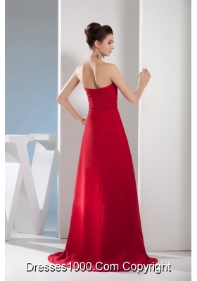 Wine Red Sweetheart Appliques and Ruching Prom Dresses for Woman