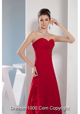 Wine Red Sweetheart Appliques and Ruching Prom Dresses for Woman