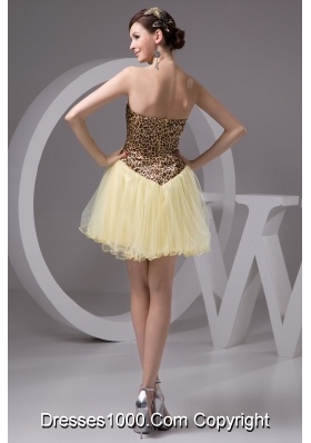 Beaded Mini Prom Dresses in Leopard Print and Light Yellow