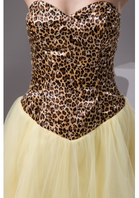 Beaded Mini Prom Dresses in Leopard Print and Light Yellow