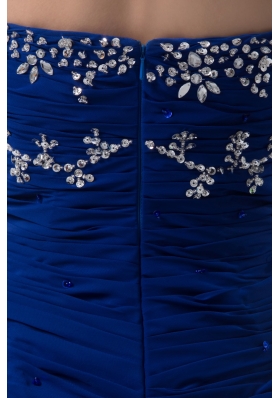 Beading and Ruches Accent Royal Blue Mini Prom Holiday Dress