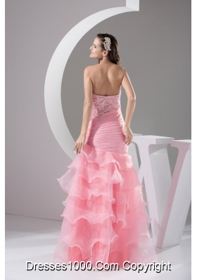 Sequins and Beading Decorated Bodice Prom Dresses with Ruffled Layers