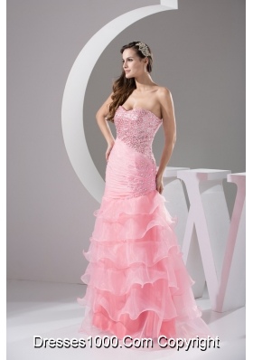 Sequins and Beading Decorated Bodice Prom Dresses with Ruffled Layers