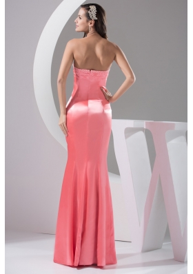 Sheath Beading and High Slit Decorated Prom Gowns with Cool Neckline