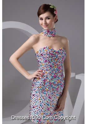 Strapless Mini Prom Dresses with Colorful Rhinestone Over Skirt