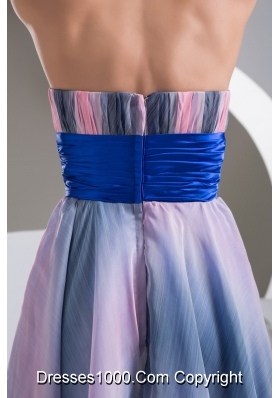 Sweetheart High Low Colorful Pringting Prom Gowns with Beaded Belt