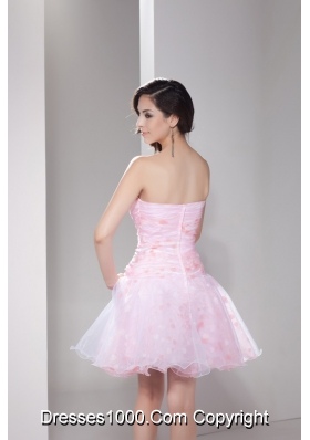 Sweetheart Princess Handle Flowers Mini-length Prom Dress in Baby Pink