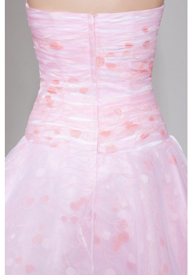 Sweetheart Princess Handle Flowers Mini-length Prom Dress in Baby Pink