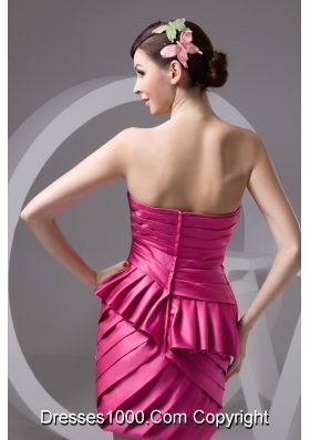 Sweetheart Strapless Mini Ruched Prom Gown Dress in Hot Pink