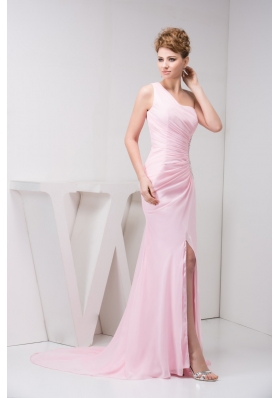 Asymmetrical Court Train Prom Holiday Dress with Cutout Wais