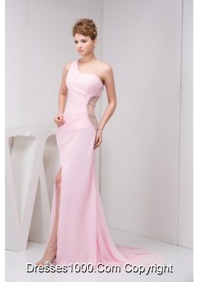 Asymmetrical Court Train Prom Holiday Dress with Cutout Wais