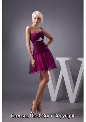 Beaded and Ruched Tulle Prom Dresses in Black and Hot Pink