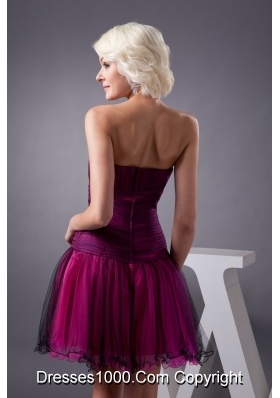 Beaded and Ruched Tulle Prom Dresses in Black and Hot Pink