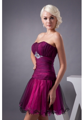 Beaded and Ruched Tulle Prom Dresses in Black and Hot Pink