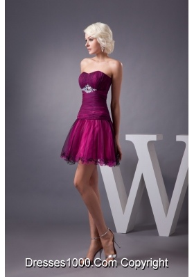 Beaded and Ruched Tulle Prom Dresses in Black and Hot Pink