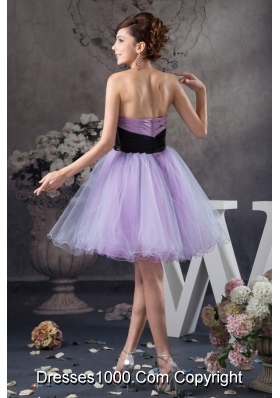 Lavender Mini-length Organza Prom Graduation Dress with Belt