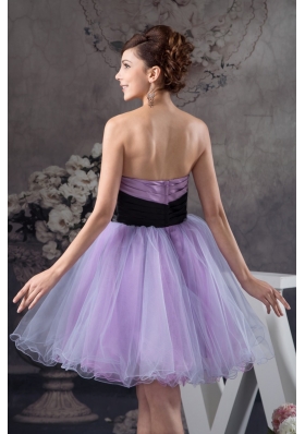 Lavender Mini-length Organza Prom Graduation Dress with Belt