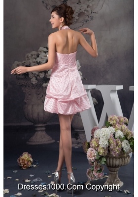 Pick-Ups and Bowknot Accent Pink Halter Prom Gown Dress 2013