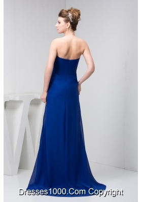 Ruched and Floral Prom Dresses in Royal Blue