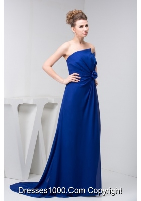 Ruched and Floral Prom Dresses in Royal Blue