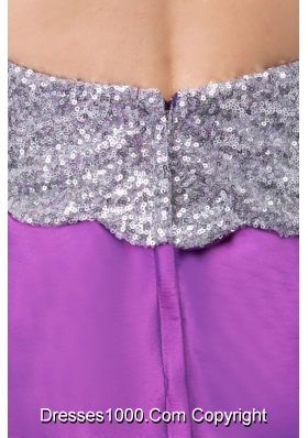 Silver and Eggplant Purple Prom Graduation Dress with Cutout