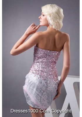 Sweetheart Strapless Mini Prom Dresses with Sequins and Rhinestone