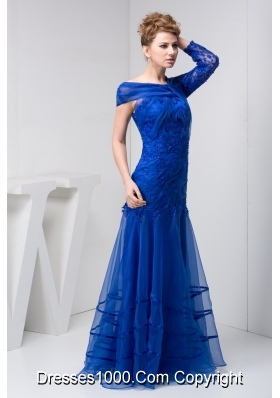 Asymmetrical Prom Dress of Floor-length in Blue