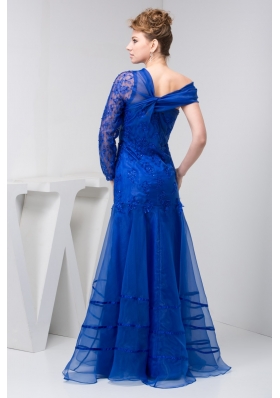 Asymmetrical Prom Dress of Floor-length in Blue