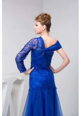 Asymmetrical Prom Dress of Floor-length in Blue