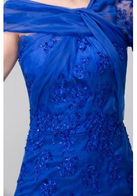 Asymmetrical Prom Dress of Floor-length in Blue