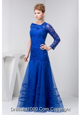 Asymmetrical Prom Dress of Floor-length in Blue