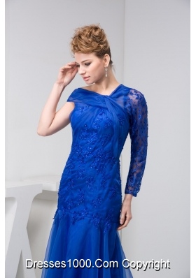 Asymmetrical Prom Dress of Floor-length in Blue