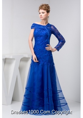 Asymmetrical Prom Dress of Floor-length in Blue