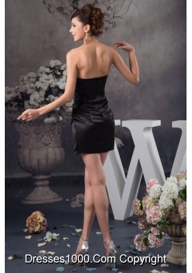 Beaded and Ruched Mini-length Black Prom Evening Dresses 2013